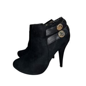 GUESS BOOTIE ANKLE BOOT BLACK SUEDE LEATHER STILETTO HEEL SZ 6 M